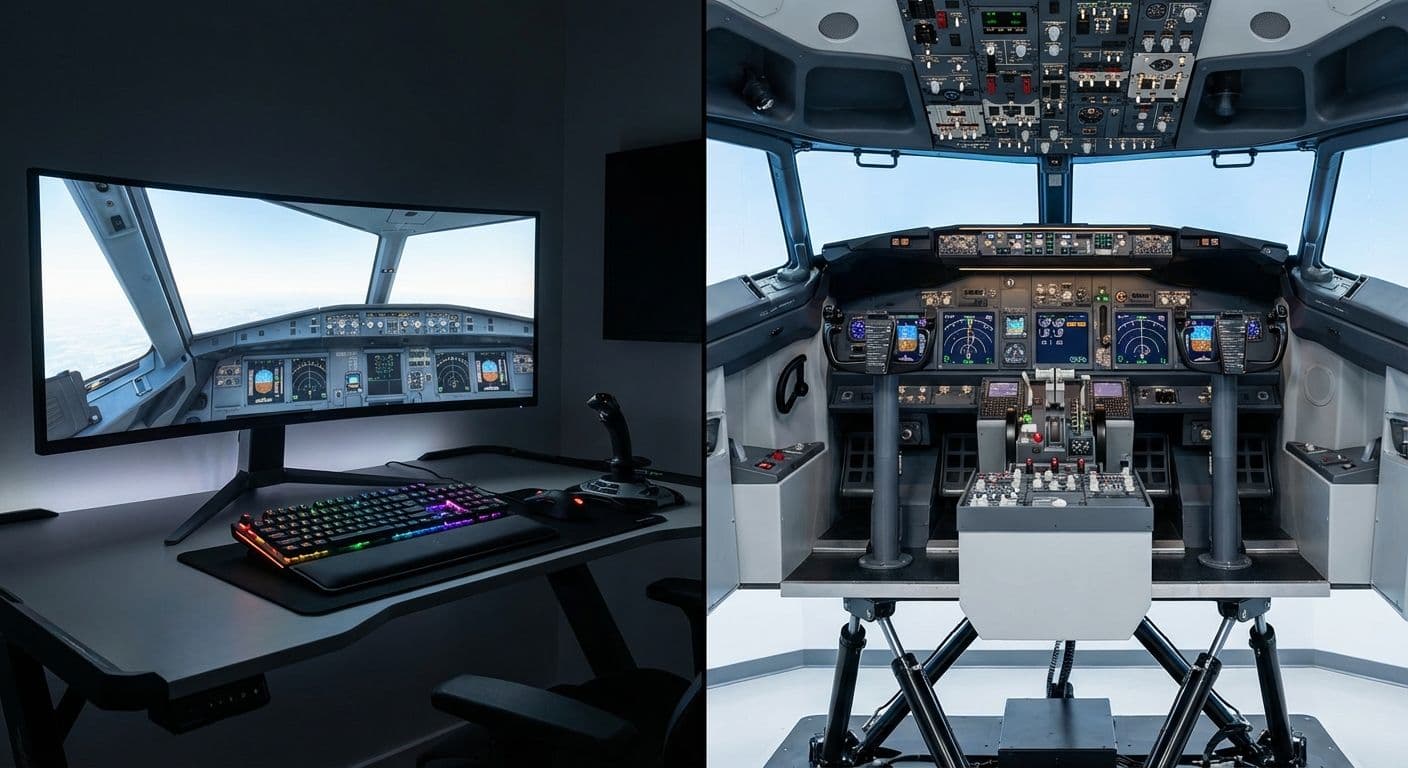 Confronto tra simulatore di volo professionale Boeing 737 e videogioco